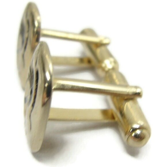 Sarah Coventry Intaglio Style Cufflinks Set Gold Tone Wedding Tux Vintage - Picture 4 of 11